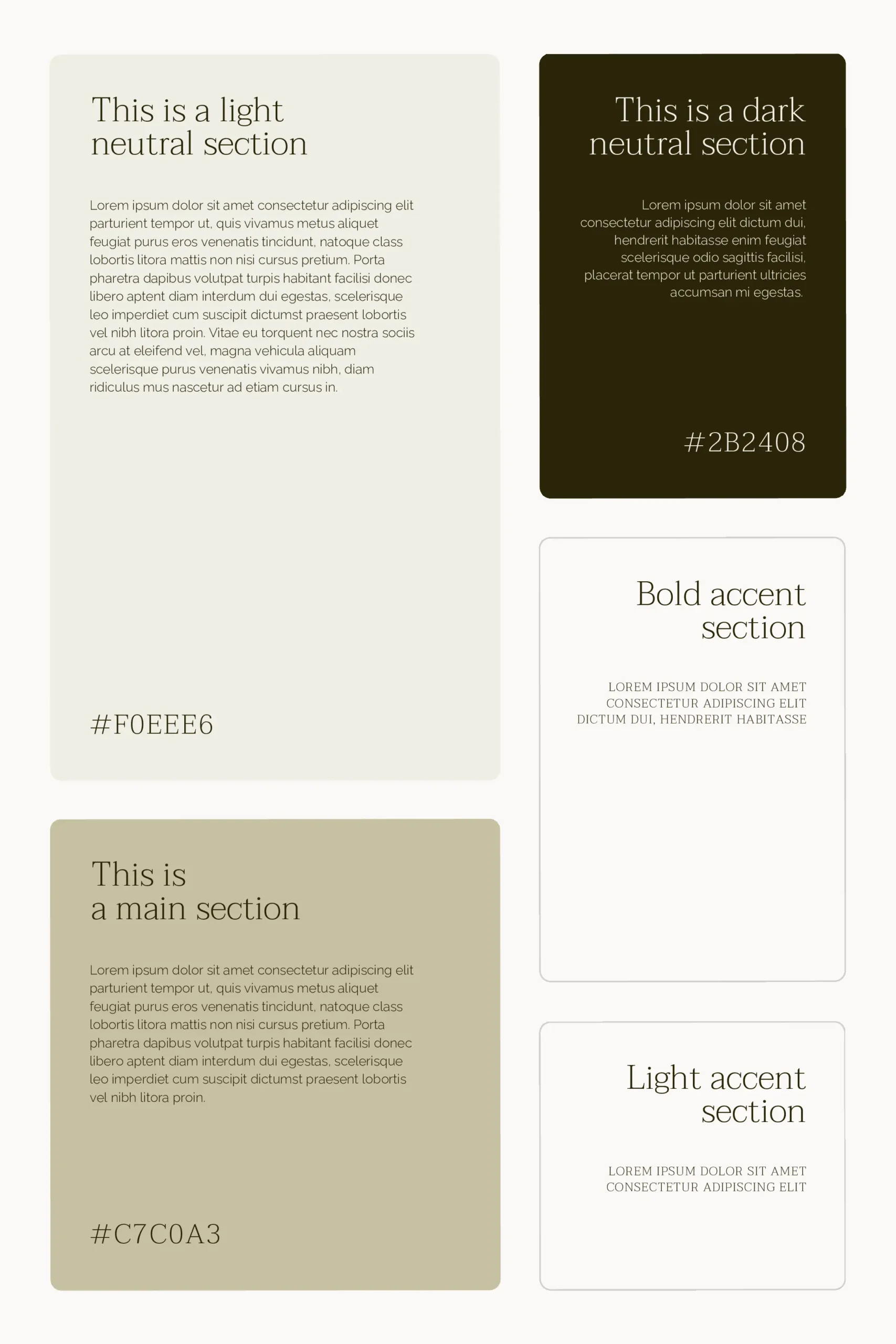 Website Color Palette - 'Light neutral' color selection